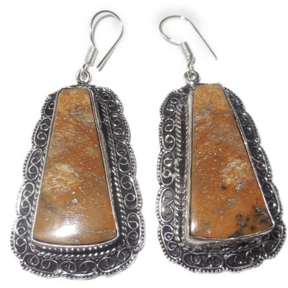 Earrings Honey Dendrite Astrological & Feng Shui Remedy Jewelry - Picture 2 of 3